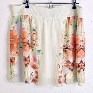 NWOT Maurices Floral Chiffon Skirt - Cream and Orange